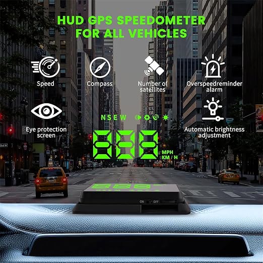 Heads up Display for Cars,Car HUD,Head up Display for Car,Car Speedometer Display,Automatic Brightness Adjustment,Speeding Alert,USB Cable Plug & Play