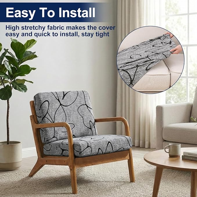 Smiry 8 Pcs Waterproof Patio Cushion Covers, Stretch Outdoor Furniture Covers