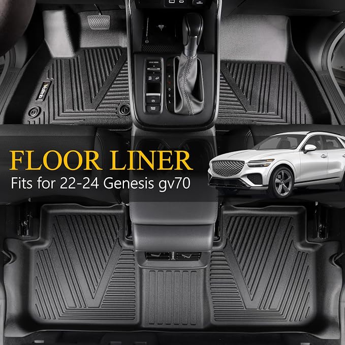Wailtnb-Car Floor Mats & Cargo Liner Custom for 2022-2026 Genesis GV70 (Not for EV) Durable All Weather Protection Floor Liner Full Set GV70 Accessories Black