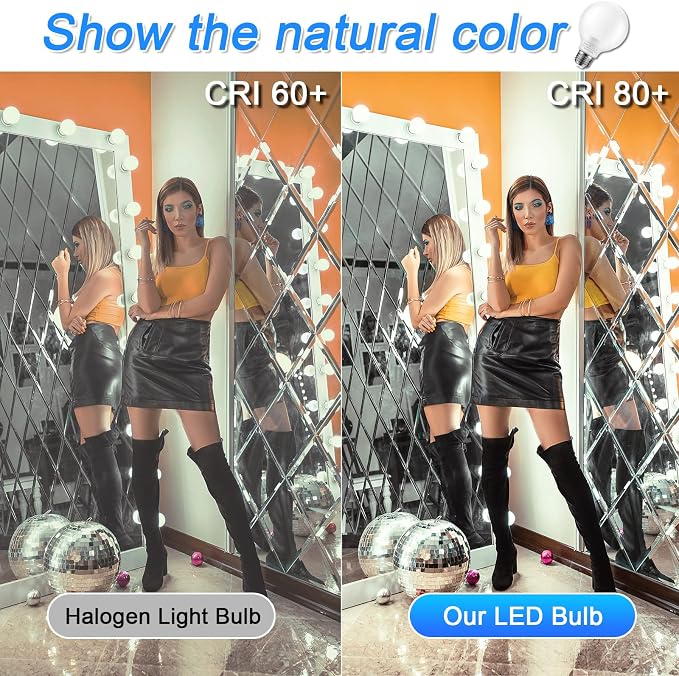 8 Pack Bathroom Light Bulbs, 60 watt Equivalent, E26 Medium Base, Daylight 5000K, G25 LED Globe Light Bulbs for Bathroom Vanity, 120V Round Light Bulb Over Mirror, Non-dimmable