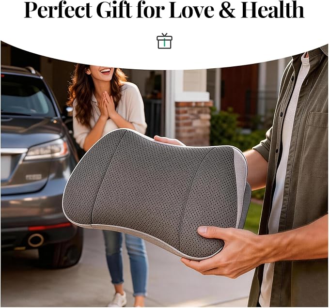 Lumbar Support Pillow for Office Chair and Car, Memory Foam Back Cushion Provides Lumbar Support to Relieve Back Pain, Ideal for Driving and Office Use (Gray)