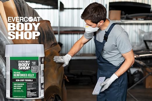 Evercoat Body Shop 105068 Pro-Grade Reinforced Jelly, Fast Drying Non-Drip, Multipurpose for Dents in Aluminum, Fiberglass & More, Easy Mix Hardener Included 26 Fl Oz.