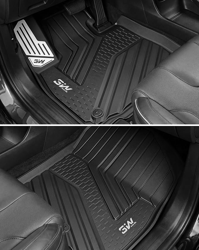 3W Floor Mats with Metal Pedals for 2026 Hyundai Palisade 7&8 Seats(Only Fit Gas), All Weather TPE Interior Protector Floor Liner, Custom Fit 1st, 2nd & 3rd Row Full Set Car Liner Accessories, Black