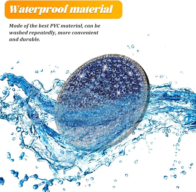 Bling Car Cup Holder Coaster, 2PCS 2.75 Inch Crystal Rhinestone Anti Slip Vehicle Drink Cup Mat for Women Girls, Auto Interior Embedded in Ornaments. Universal for SUV RV Truck (Blue)