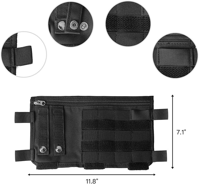 Car Sun Visor Organizer for Cars, Trucks, Vans | Double Sided Visor Organzier with Card Pouch, Multi-Functional Sunglass Holder, Tactical MOLLE Accessories