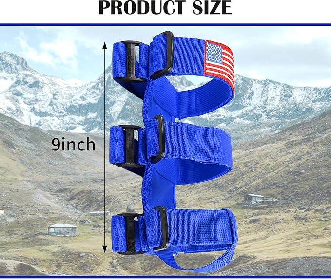 Voodonala Adjustable Roll Bar Fire Extinguisher Mount Holder 3 lb for Jeep Wrangler Unlimited CJ YJ LJ TJ JK JKU JL JLU 4XE,Blue with USA Flag Pattern