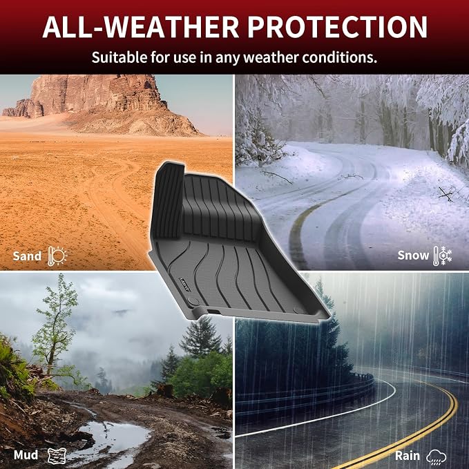 LASFIT All Weather Floor Mats for Porsche Cayenne 2026-2019, 3D Laser-Measured Custom Fit TPE Floor Liners, Front & Rear Rows, Black, Easy to Clean