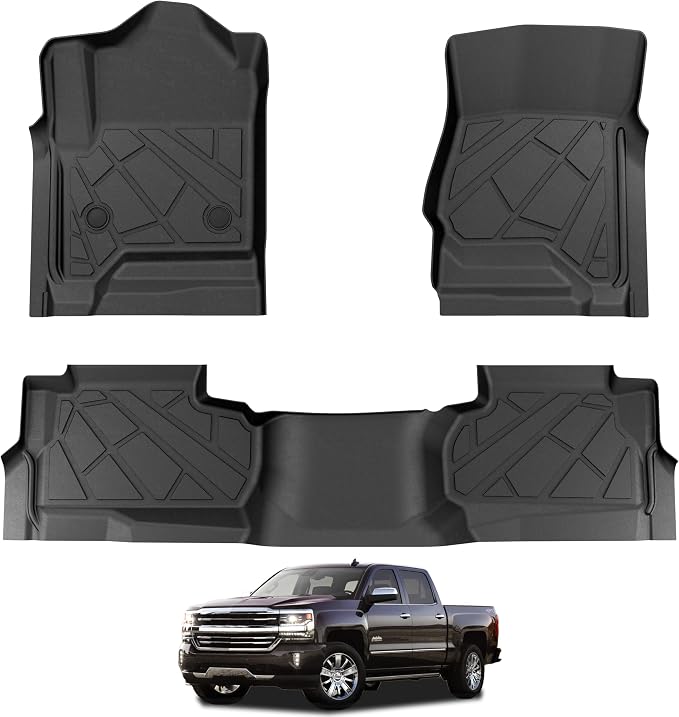 KARPAL Floor Mats for 2014-2019 Chevy Silverado/GMC Sierra 1500(19 LD Only), 2015-2019 Silverado/Sierra 2500/3500 Double Cab, All-Weather TPE Custom Fit Floor Liners Car Accessories