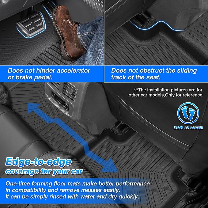 Floor Mats for Ford Edge 2007-2014 & Lincoln MKX 2007-2015, All Weather Cargo Liner for Edge Accessories, Heavy Duty TPE Cargo Mats, Car Accessories