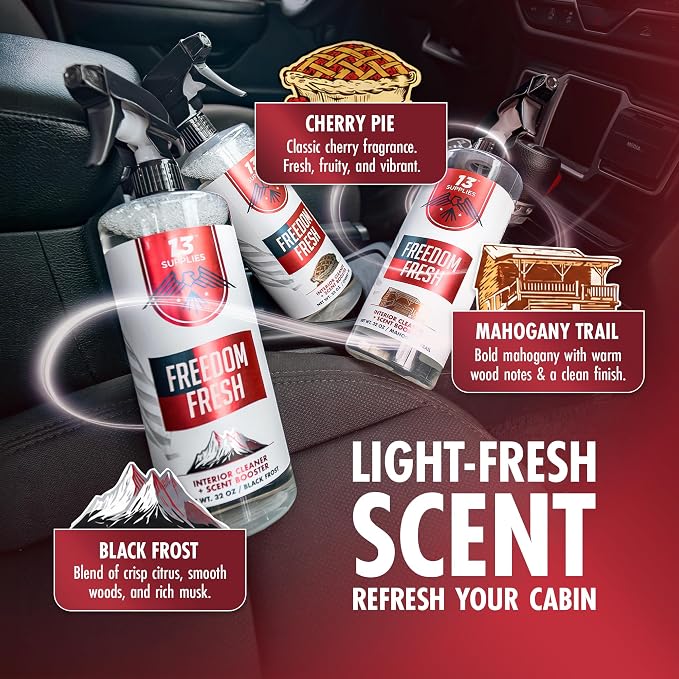 Freedom Fresh Car Interior Cleaner Spray, Black Frost, 32 oz | Auto Cleaner for Headliner, Mats, Interior Vehicle Cleaning, Car Dashboard Cleaner Stain Remover, Restores Shine