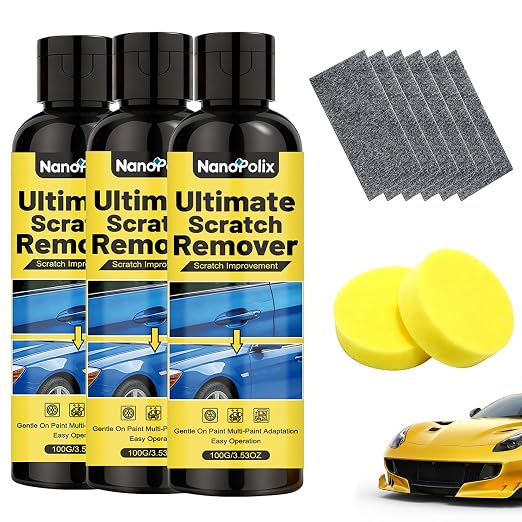 Ultimate Scratch Remover 100g with Cloth & Sponge for Cars | for Light Scratches, Water Spots, Swirl Marks and Scuffs, Rapidly Polishes Restore Shine, Safe for All Paint Colors