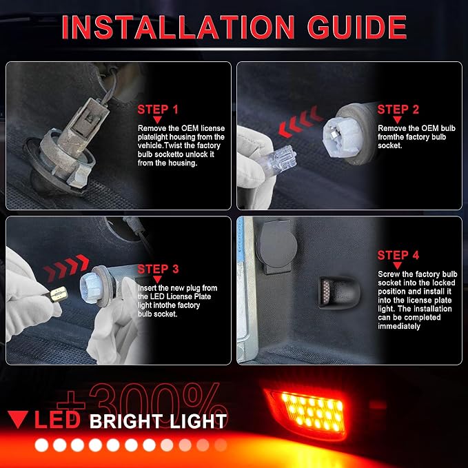 LivTee LED License Plate Light Assembly, Tag Light Fits Chevy Silverado 1500 2500 3500 1999-2013, Tahoe, Suburban, Fits GMC Sierra, Yukon XL, Cadillac Escalade, Car Accessories, Red