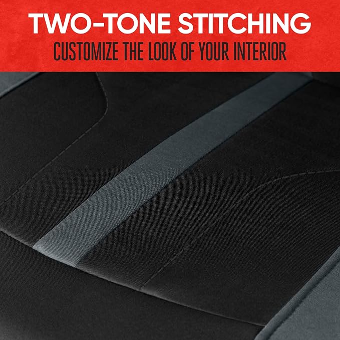 Motor Trend Gray Cloth Car Seat Covers for Front Seats – Premium Automotive Bucket Seat Covers, Made for Vehicles with Removable Headrests, Interior Covers for Car Truck Van SUV Seat Protector