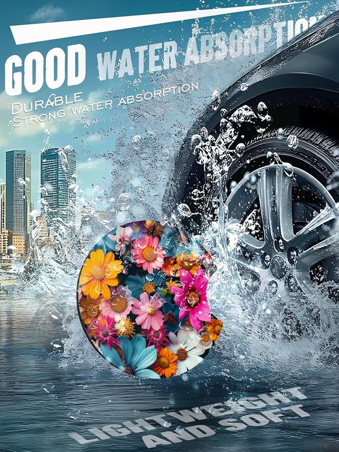 Car Cup Coasters,2 Pack Car Coaster,2.75inch Anti Slip and Absorbent Cars Coasters for Cup Holders,Neopren Accessories for Women,Cute Decor for Women (Colourful Flowers)