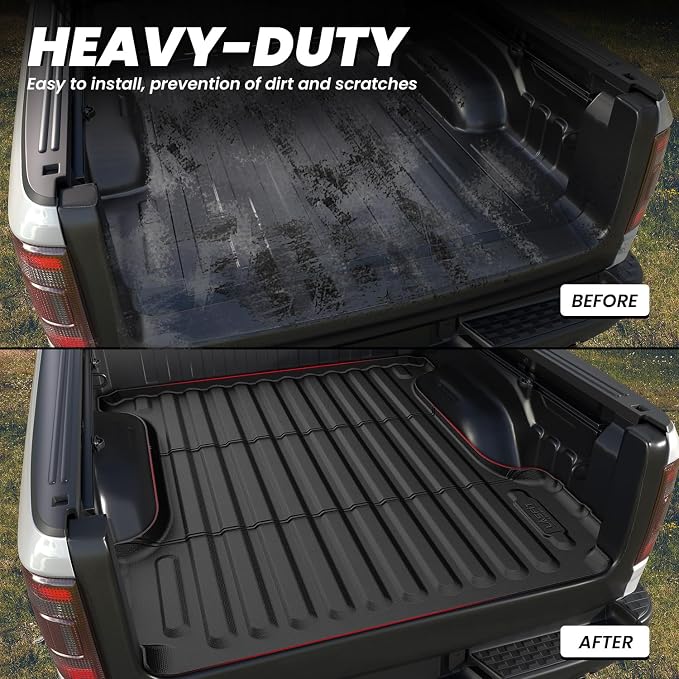 LASFIT 5.7FT Truck Bed Mat for Ram 1500/1500 RHO 2019-2026 & RAM 1500 New Body 2019-2024 Short Bed (5FT7 / 67.4inches) Not for Rambox, All Weather Custom Fit Truck Cargo Bed Liner, Black