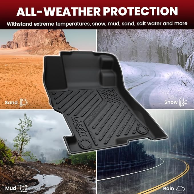 LASFIT Floor Mats for Honda Accord Sedan 2008-2012, All Weather Waterproof Anti-Slip Odorless Custom Fit TPE Floor Liners 1st & 2nd Row, Black (Not for Coupe)