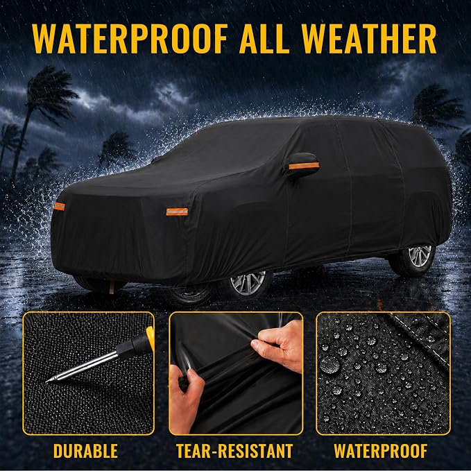 X AUTOHAUX Car Cover for Chevrolet Traverse 2018-2024 210D-PU Outdoor Full Car Cover All Weather with Door Zipper for Waterproof Windproof Sun Rain Snow Protection