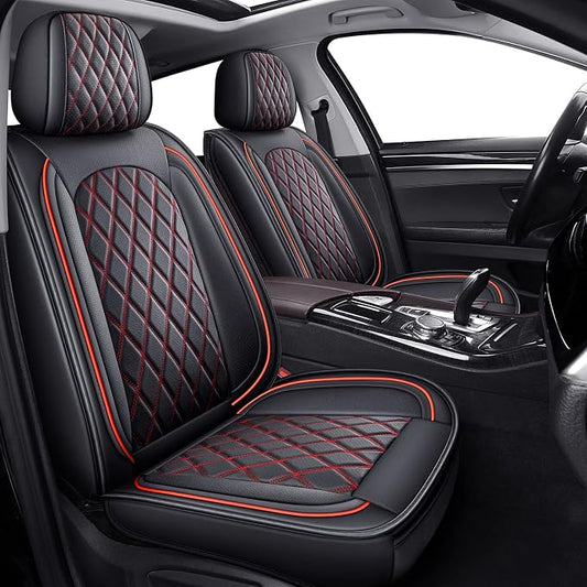 MIROZO Front Seat Covers for Car, Car Seat Covers Waterproof Car Seat Protectors Automotive Seat Covers Vehicle Cushion Cover Breathable Fit for Most Sedan, Truck and SUV (Black and Red,2PCS)