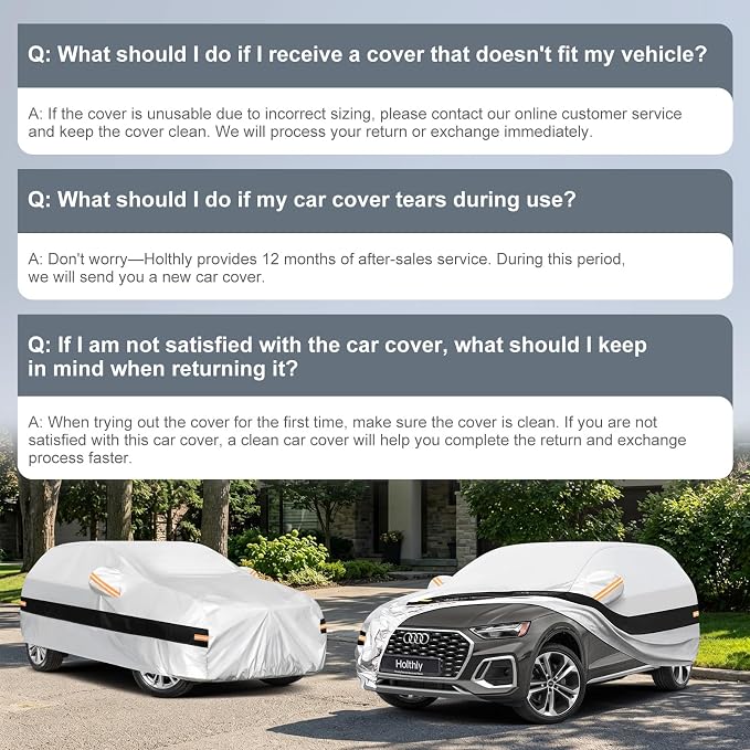 10 Layers SUV Car Cover Custom Fit for Audi Q5 (2008-2026), Waterproof All Weather for Automobiles, Outdoor Full Cover Sun Dust Rain Protection with Cotton. Silver