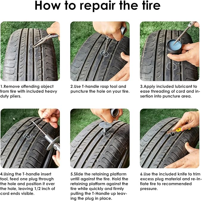 Heavy Duty Tire Repair Kit, 39 Pcs Tire Plug Kit for Car, Motorcycle, Truck, Tractor, Trailer, RV, ATV, ARB, SUV