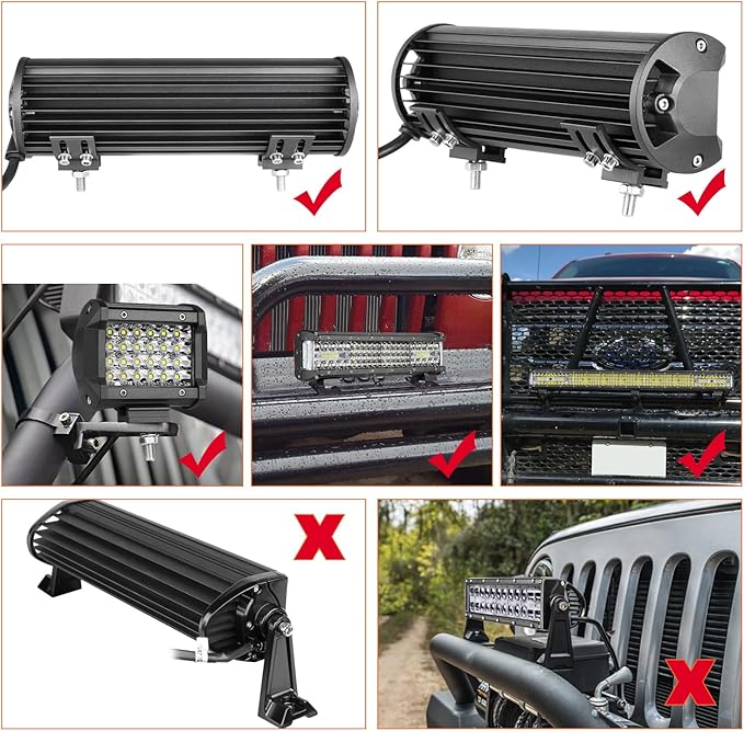 LED Light Bar Mounting Brackets 2PCS, Adjustable Bottom Mount Bracket Kits for LED Pod Lights Cubes Off Road Work Light Bar Fog Lights