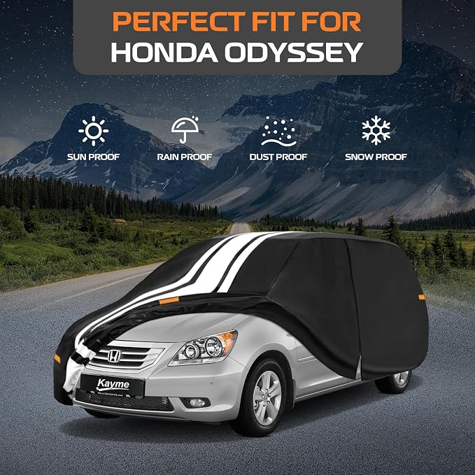Kayme Heavy Duty Car Cover Custom Fit for Honda Odyssey (1999-2026) Waterproof All Weather for Automobiles, Gift with Tape/Towel, Outdoor Full Exterior Cover Rain Snow Sun UV Protection.