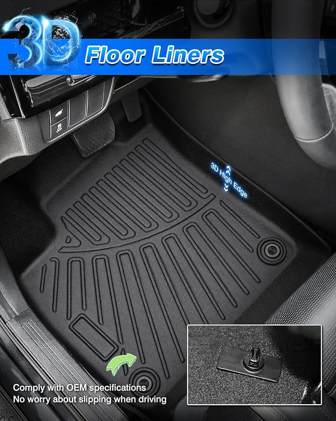Cartist Floor Mats Fit for Nissan Frontier 2022-2024 2025 2026 (Crew Cab with 2nd Row Under-Seat Storage), All Weather Floor Mats for Frontier Accessories Car Floor Liner Waterproof