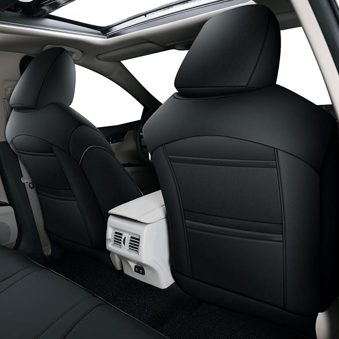 AOMSAZTO Car Seat Cover for Toyota Camry (Hybrid XLE Hybrid XSE) 2018-2024 Full Set Camry Seat Protector Leather Black