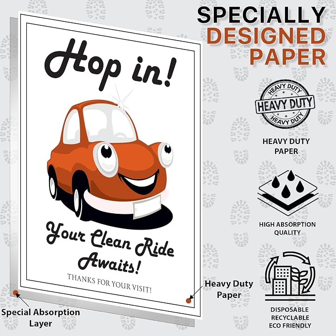 200 Paper Floor Mats for Cars - Disposable Mats - Car Floor Mat Protector - Paper Carpet Protector - Detailing Supplies