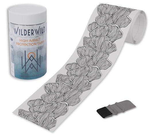 Bike Frame Protection Tape- High Impact Clear Vinyl Wrap Includes Tool (4”x72) Bicycle Frame Protector, Mountain Bike Frame Guard Chainstay Protector (Mushroom Wave)