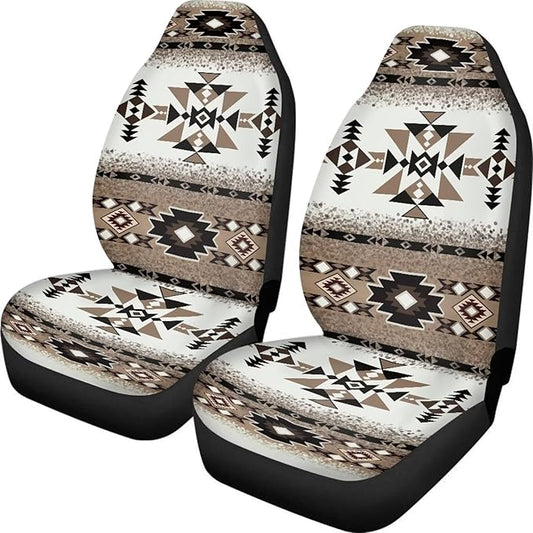 Aztec Car Front Seat Cover Set Soft Driver Car Seat Cover Navajo Brown Comfort Front Seats Only,Bucket Seat Covers Universal Fit for Auto SUV Truck Sedan