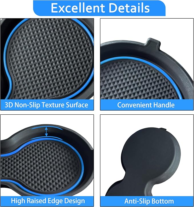 for Honda Civic Accessories 2026 2025 2024 2023 2022 Cup Holder Inserts Center Console Liner 3D Silicone Cup Holder Coaster Protector Mat Pad Non-Slip Interior Decoration for Civic 3Pcs (Blue)