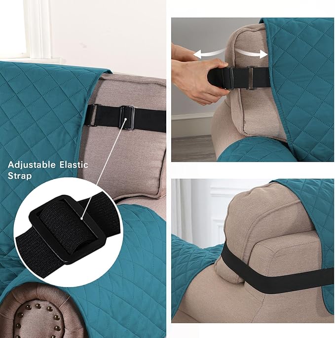 H.VERSAILTEX Water Resistant Chair Sofa Covers for Living Room Reversible Couch Covers for Chair Sofa Non Slip Furniture Protector Chair Cover Seat Width Up to 21"(Armchair, Dark Teal/Beige)