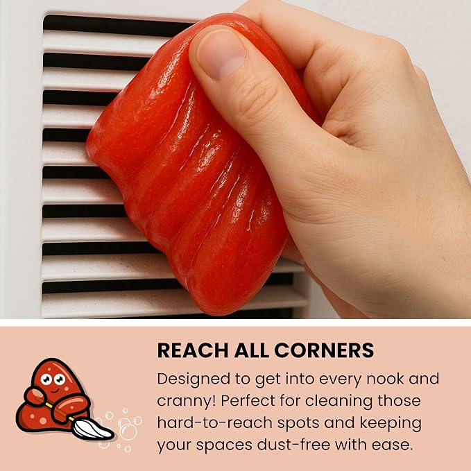 Slime Buddies Car Cleaning Gel Putty - 3 Pack Strawberry Scent Interior Detailing Tool for Cup Holder, Air Vent & Keyboard - Reusable Auto Detailing Accessory - Dust Remover Goop - Gift for Men Women
