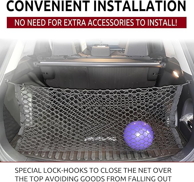 Trunk Envelope Style Mesh Cargo Net for Toyota RAV4 Rav4 Hybrid Prime 2019-2025 - Car Accessories - Premium Trunk Organizer and Storage - Vehicle Carrier Organizer for Toyota RAV4