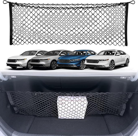 Envelope Style Automotive Elastic Trunk Mesh Cargo Net for Honda Accord 2023-2026 - Premium Trunk Organizer and Storage - Luggage Net for Sedan - Best Car Organizer for Honda Accord Hybrid