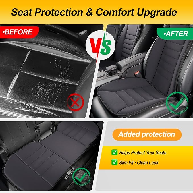 kingphenix 5-Piece Car Seat Cushion Set with Back Support | Full Back Support Pillow and Seat Cushion for Long Driving, Road Trips, Truck, Van, SUV, Dark Grey