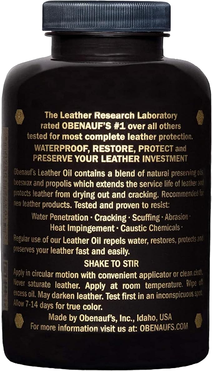 Obenauf's Leather Oil - Leather Conditioner (8oz) - Restore and Protect Leather Boots, Jackets, Purses as Well as Car Leather, Leather Furniture and Much More - Made in The USA (with Applicator)