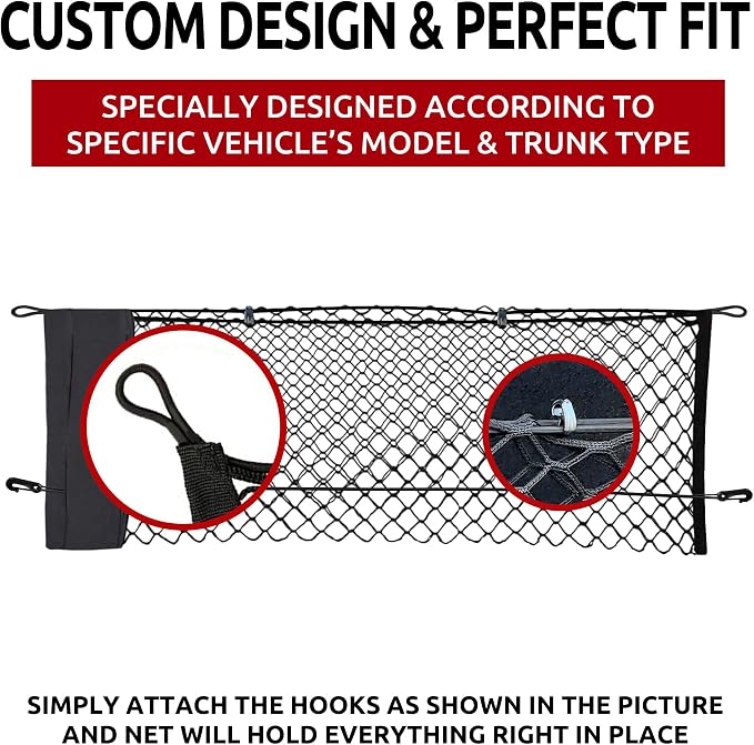 Envelope Style Automotive Elastic Trunk Mesh Cargo Net for Chevrolet Equinox 2018-2026 - Trunk Organizer and Storage - Cargo Net for SUV- Vehicle Carrier Organizer for Chevrolet Equinox