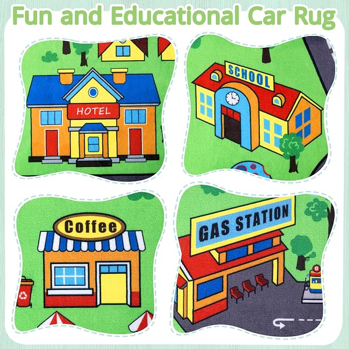 Kids Rug, 6x9 Ft City Road Play Rug for Kids | Extra Thick 0.4in Soft Non-Slip Car Carpet Play Rug with Realistic Roads for Toy Cars, Bedroom, Playroom & Nursery