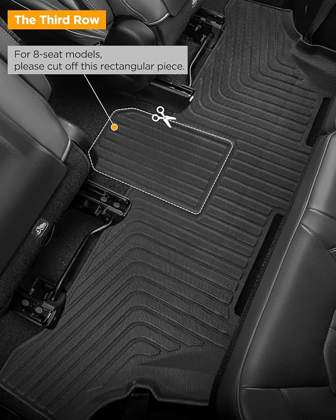 for Chrysler Pacifica 2017-2025 2026 7/8 Passenger (No Hybrid) Floor Mats Cargo Liner Carpet All Weather TPE Mat for Voyager 2020-2026, for Pacifica/Voyager 2018 2019 2021 2022 2023 2024 Accessories