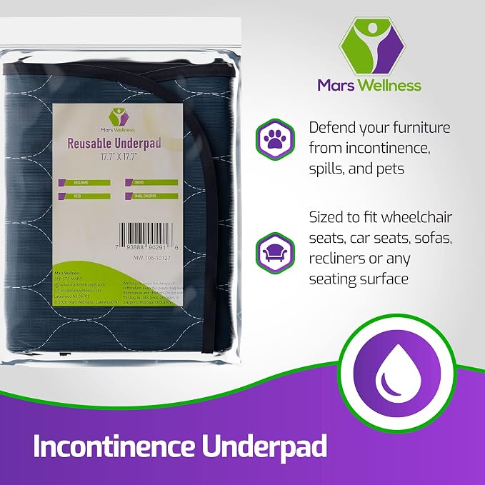 Waterproof Seat Protector (17.7 x 17.7)” - Blue Absorbent Seat Covers - Waterproof Chair Pad for Incontinence Washable - Chair Protectors - Incontinence Pads for Kids, Pets, Adults, & Seniors