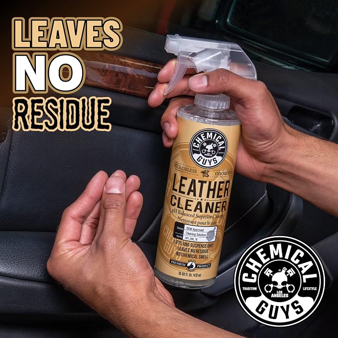 Chemical Guys, Leather Cleaner & Leather Serum Kit for Interiors, 16 oz | 2 items, for car interiors, furniture, apparel, shoes, boots, works on natural, synthetic, pleather, faux leather and more