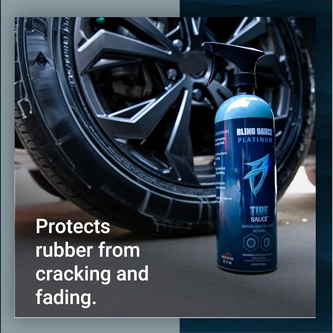 Bling Sauce Tire Sauce Natural Look Tire Shine, Cars, Trucks, SUVs, 24 oz | Water-based dressing leaves tires factory fresh, non-greasy and protected from UV cracking, dry rot and sling