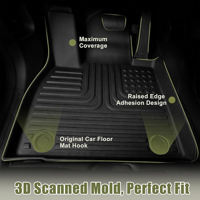 Priprilod Floor Mats Compatible with Kia Carnival Hybrid 2025-2026 All Weather Protector TPE Floor Liners Custom Fit Car Mats Non-Slip，Only Fits 8 Seats; Not Fits 7 Seats&7 Seats SX Prestige