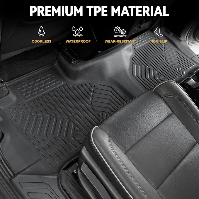 Floor Mats for Chevy Suburban/GMC Yukon XL/Cadillac Escalade ESV 2021-2026, All Weather Cargo Liner with Backrest Cover and Door Sill Guards Accessories, Full Coverage Set (Fit 7 Seats)