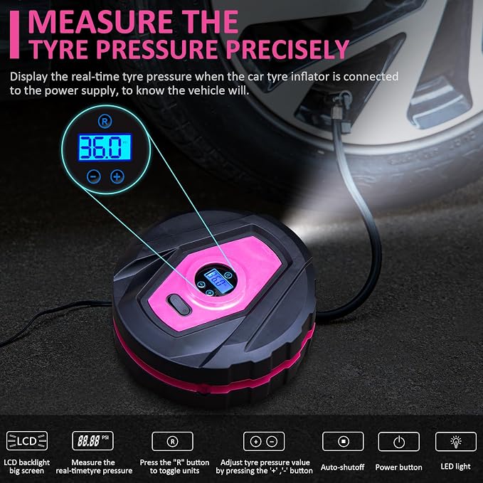 Car Emergency Kit with Portable Air Compressor - Roadside Emergency Kit for Vehicles, Winter Car Safety Roadside Assist Kit, Emergency Car Kit for Teen Girl and Ladies L-77