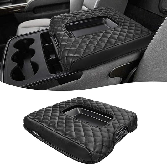 Center Console Cover for 2014-2018 Chevy Silverado & GMC Sierra 1500 2500 3500, Vinyl Leather Interior Accessories, Car Armrest Protector, Jump Seat, Anti-Scratch, Black