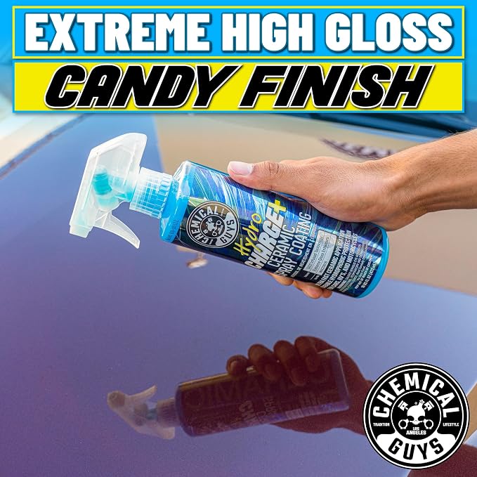 Chemical Guys WAC23016 HydroCharge High-Gloss Hydrophobic SI02 Ceramic Spray Coating (Works on Car, Truck, SUV, RV, Boat and Motorcycle Paint), 16 fl. oz, Blue | Ceramic spray coating adds high gloss, slickness and hydrophobic water beading on paint, g...