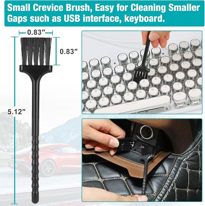 Luscinum Car Interior Duster Detailing Cleaning Gel Brushes Kit, | Soft Dust Detail Crevice Brush Slime Putty Cleaner Accessories Tools for Dashboard,Air Vent,Panel,Leather